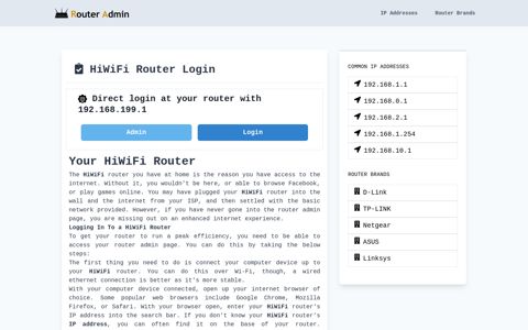 HiWiFi Router Login - Router Admin