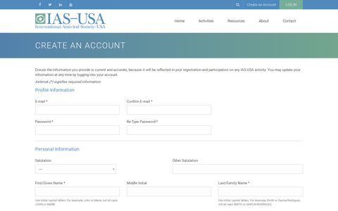 Create an Account - IAS-USA