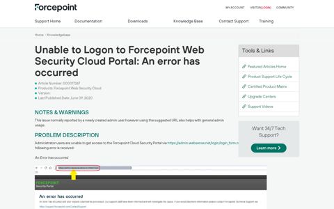 Unable to Logon to Forcepoint Web Security Cloud Portal: An ...