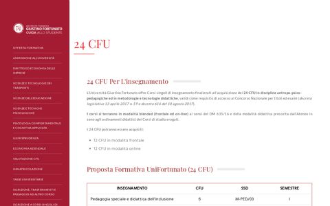 24 CFU - Università Telematica Giustino Fortunato