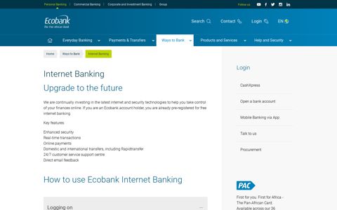 Internet Banking - Ecobank