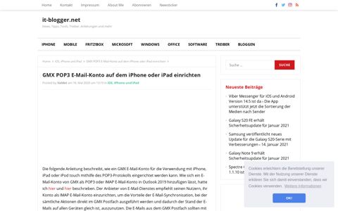 GMX POP3 E-Mail-Konto auf dem iPhone oder iPad einrichten ...