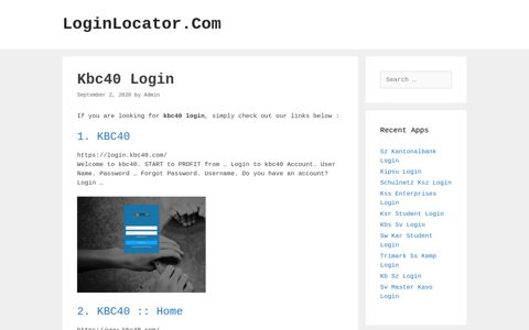 Kbc40 Login - LoginLocator.Com