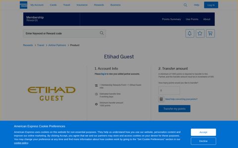 Etihad Airways Etihad Guest - Transfer Points Membership ...