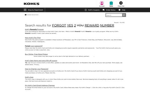 forgot yes 2 you reward number - Find Answers - Kohl's