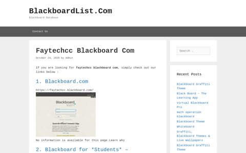 Faytechcc Blackboard Com - BlackboardList.Com