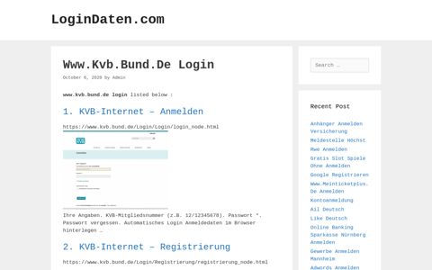 Www.Kvb.Bund.De - Kvb-Internet - Anmelden - LoginDaten.com