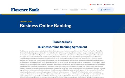 Business Online Banking | Florence Bank