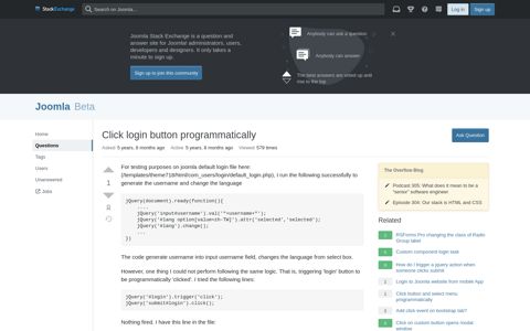 Click login button programmatically - Joomla Stack Exchange