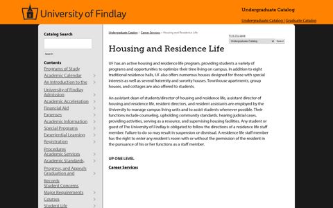 Housing and Residence Life - The University of Findlay