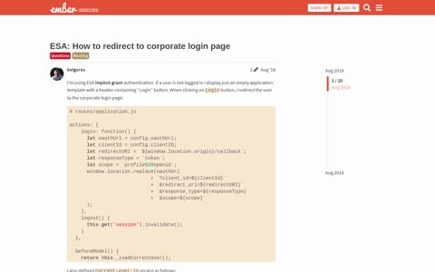 ESA: How to redirect to corporate login page - Ember.JS