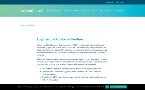 Login as the Customer Feature - Invoice Cloud