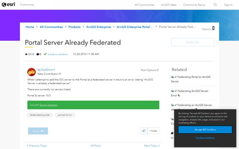 Solved: Portal Server Already Federated - GeoNet, The Esri ...