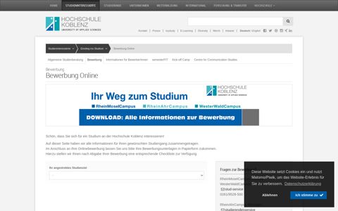 Bewerbung Online - Hochschule Koblenz