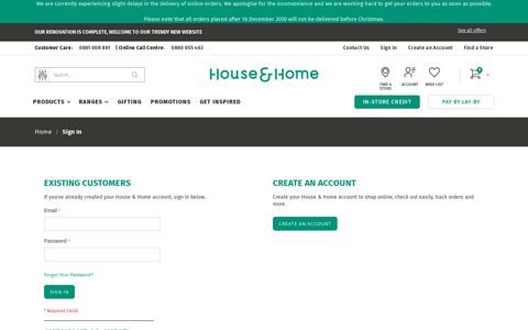 Log in to Account - House & Home
