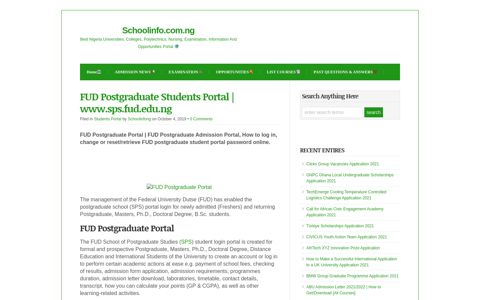 FUD Postgraduate Students Portal | www.sps.fud.edu.ng ...