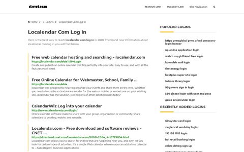 Localendar Com Log In ❤️ One Click Access - iLoveLogin