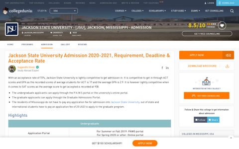 Jackson State University 2020-2021 Admissions: Acceptance ...