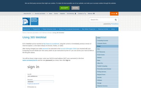 Using 365 WebMail • European University Institute