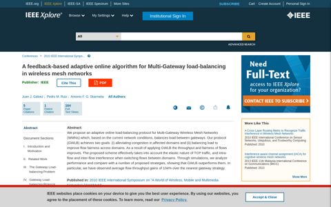 A feedback-based adaptive online algorithm for Multi-Gateway ...