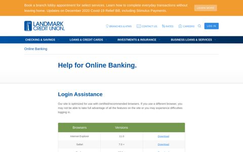 Online Banking Help | Landmark Credit Union