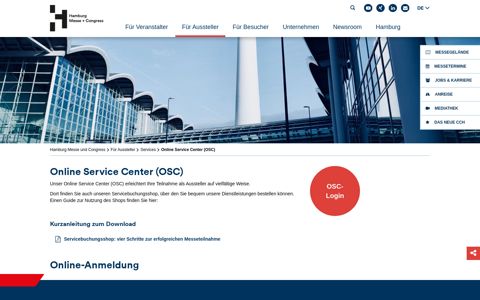Online Service Center (OSC) - Hamburg Messe und Congress
