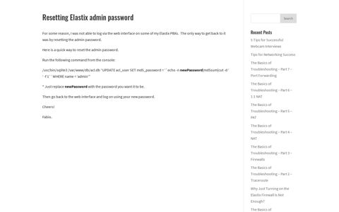 Resetting Elastix admin password - Technoideas LLC