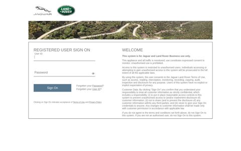 Registered Users Sign On - Jaguar Land Rover