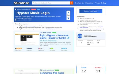 Hypster Music Login - Logins-DB