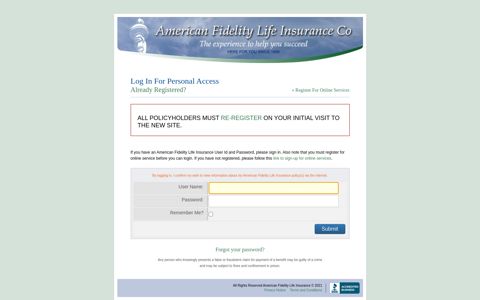Log in - AMFI - American Fidelity Life Insurance
