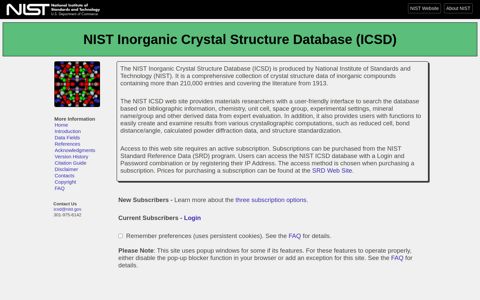 NIST ICSD Web Site
