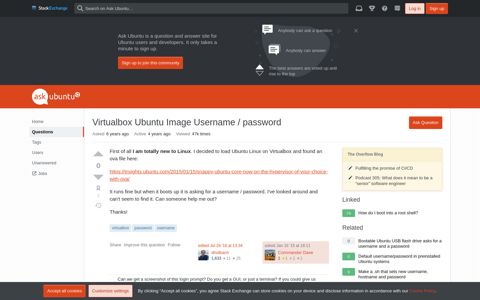 Virtualbox Ubuntu Image Username / password - Ask Ubuntu