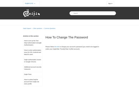 How To Change The Password – Gaijin Support
