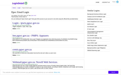 Pgwc Email Login Login - ipwis.pgwc.gov.za - LoginDetail