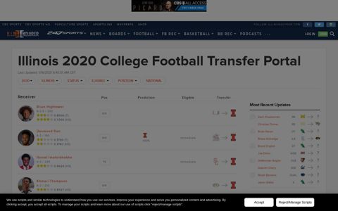 Illinois 2020 College Football Transfer Portal - 247 Sports