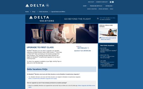 SkyMiles - Upgrade to First Class with Delta Vacations