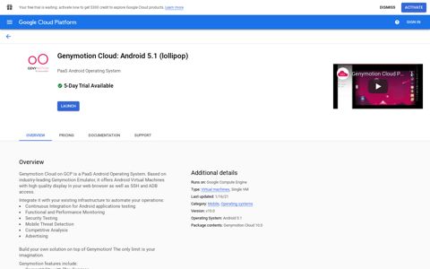 Genymotion Cloud: Android 5.1 (lollipop) | Marketplace ...