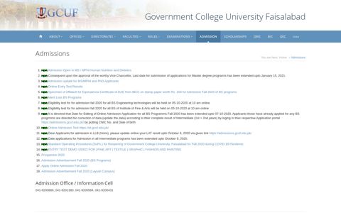 Admissions | GCUF - Government College University Faisalabad