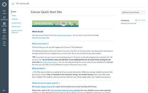 Canvas Quick Start Site - Emory canvas