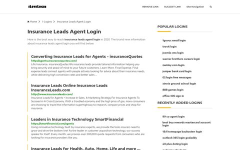 Insurance Leads Agent Login ❤️ One Click Access - iLoveLogin