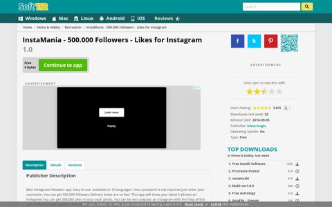 InstaMania - 500.000 Followers - Likes Free Download