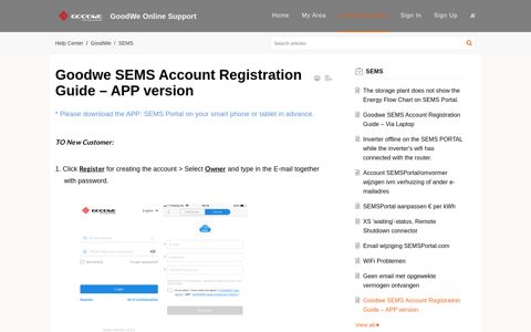 Goodwe SEMS Account Registration Guide – APP version