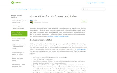 Komoot über Garmin Connect verbinden – komoot