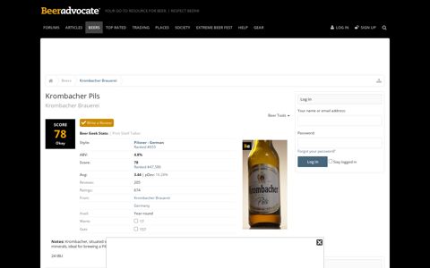 Krombacher Pils | Krombacher Brauerei | BeerAdvocate