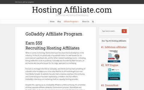 GoDaddy Affiliate Program - Hosting Affiliate.com