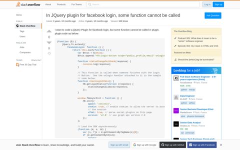 In JQuery plugin for facebook login, some function cannot be ...