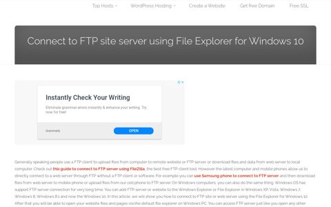 Connect to FTP site server using File Explorer for Windows 10 ...