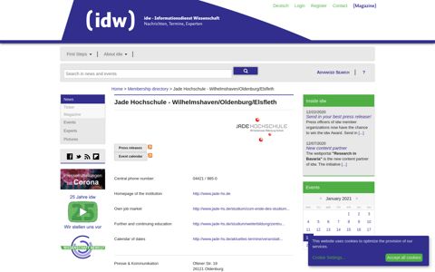 Jade Hochschule - Wilhelmshaven/Oldenburg/Elsfleth - idw