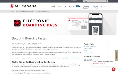 Air Canada Mobile - Electronic Boarding Pass