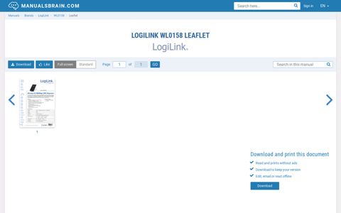 LogiLink WL0158 Leaflet | Manualsbrain.com